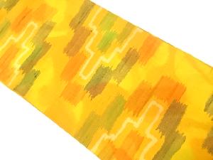 手織り紬　幾何学模様織り出し　名古屋帯